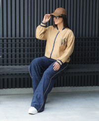 ست دو‌تیکه کتان مخملی ترک زنانه کد 144